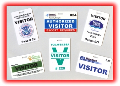 examples of various types of visitor badges and visitor passes